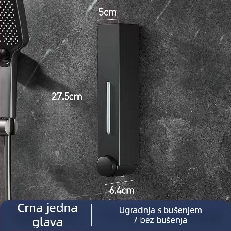 Zidni dozator sapuna za hotel, bez bušenja, za šampon i gel za tuširanje, ručno pritiskanje, ABS materijal, injekcijsko lijevanje, moderni minimalistički stil