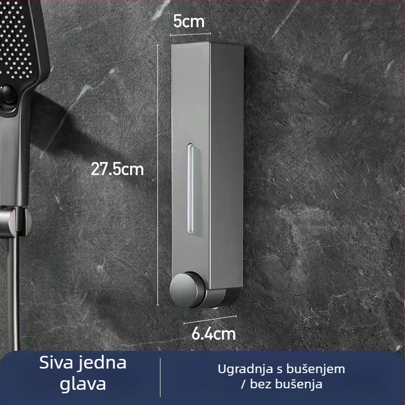Zidni dozator sapuna za hotel, bez bušenja, za šampon i gel za tuširanje, ručno pritiskanje, ABS materijal, injekcijsko lijevanje, moderni minimalistički stil