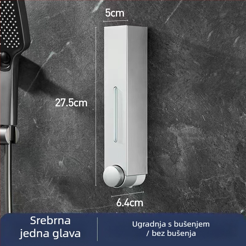 Zidni dozator sapuna za hotel, bez bušenja, za šampon i gel za tuširanje, ručno pritiskanje, ABS materijal, injekcijsko lijevanje, moderni minimalistički stil