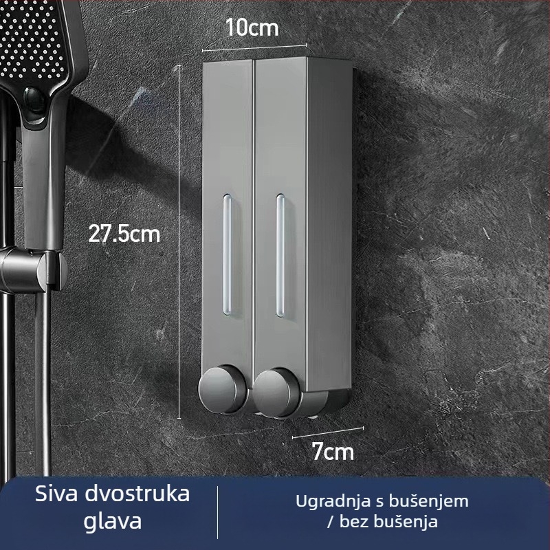 Zidni dozator sapuna za hotel, bez bušenja, za šampon i gel za tuširanje, ručno pritiskanje, ABS materijal, injekcijsko lijevanje, moderni minimalistički stil