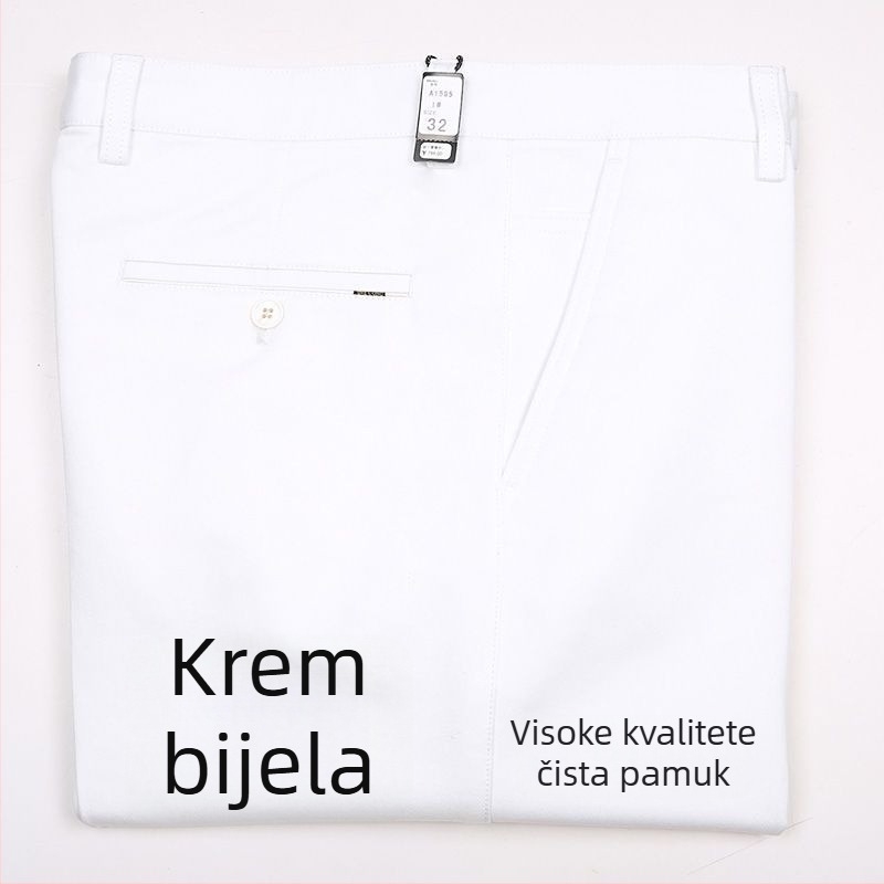 Muške casual hlače s visokim pojasom i ravnim krojem, elastičan modal (visoka elastičnost; modalna tkanina; proljeće)