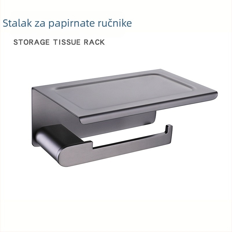 Zidni držač za ručnike, 304 Nerđajući čelik, elektroplatirani premaz, Mu Ku, jednostavan stil