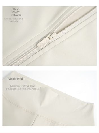 Set za moderan plesni odjev: dugi rukav top s visokom elastičnošću, baletna trenirka jakna i gimnastički leotard; za zimu, proljeće i jesen; odrasle žene; poliester/nylon tkanina; podstava Modal s 22% elastana