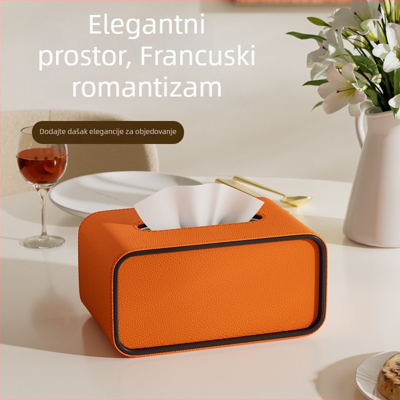 Kožna ovalna kutija za maramice, model Cxk-65, set od 6 komada, višestruka namjena