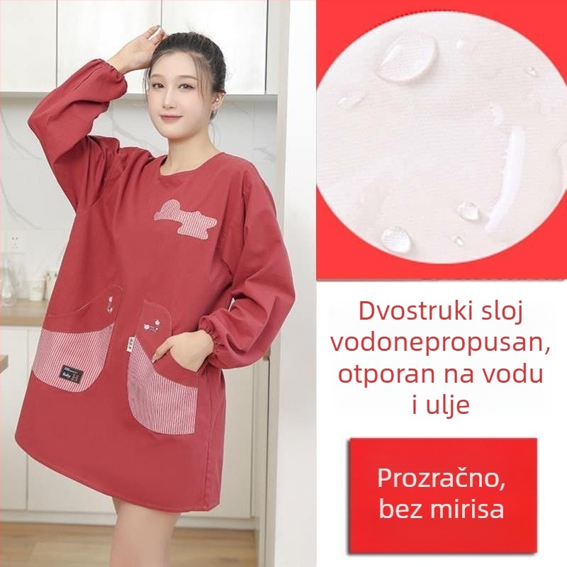 Pregača s dugim rukavima za kuhinju kod kuće — vodootporna, otporna na ulje, prozračna, tanka