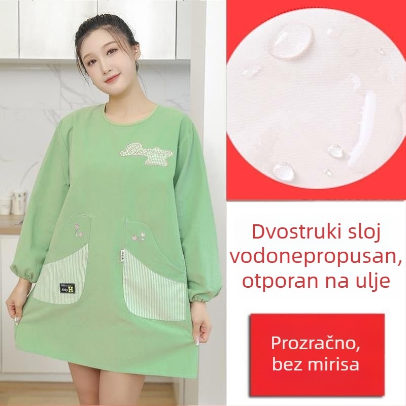 Pregača s dugim rukavima za kuhinju kod kuće — vodootporna, otporna na ulje, prozračna, tanka