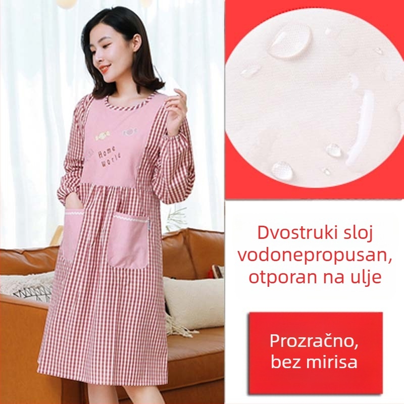 Pregača s dugim rukavima za kuhinju kod kuće — vodootporna, otporna na ulje, prozračna, tanka