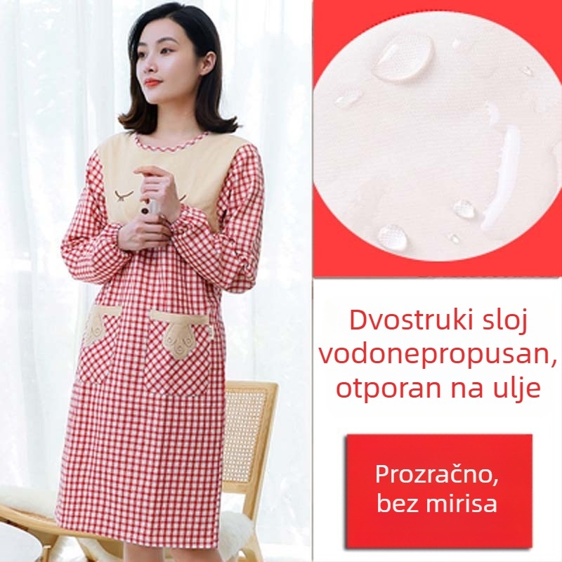 Pregača s dugim rukavima za kuhinju kod kuće — vodootporna, otporna na ulje, prozračna, tanka