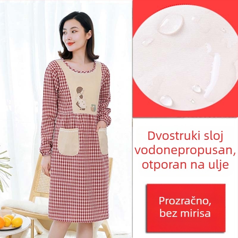 Pregača s dugim rukavima za kuhinju kod kuće — vodootporna, otporna na ulje, prozračna, tanka