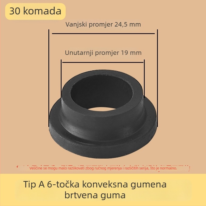 Set brtvila za tuš ventil, 6 kom., gumeni prstenovi, za hladnu i toplu vodu, moderni minimalistički stil