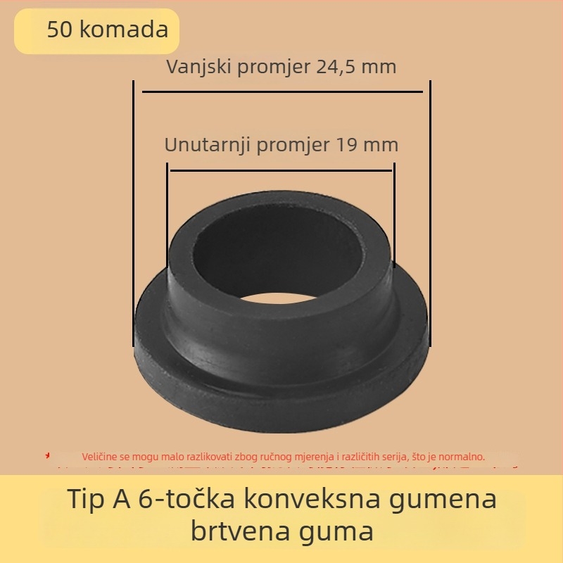 Set brtvila za tuš ventil, 6 kom., gumeni prstenovi, za hladnu i toplu vodu, moderni minimalistički stil