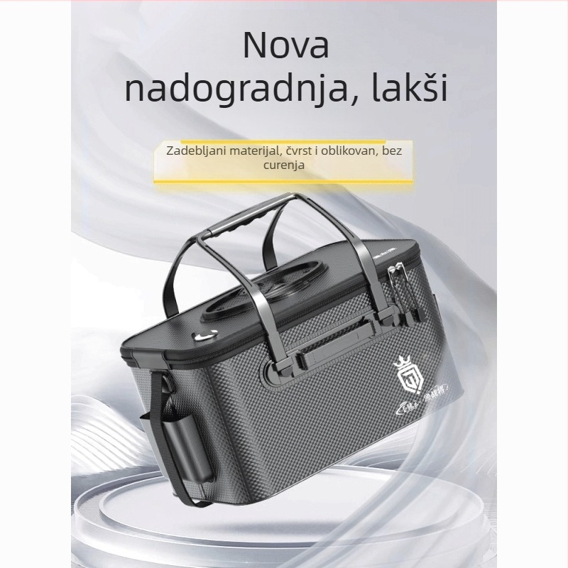 Kanta za žive ribe za divlji ribolov s integriranim čvrstim kućištem, sklopiva i ojačana kutija za ribu