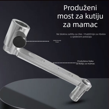 Aluminijski dodatak za stolicu za pecanje: produžni držač posude za mamce s rotirajućom posudom za mamce i produžni štap za most