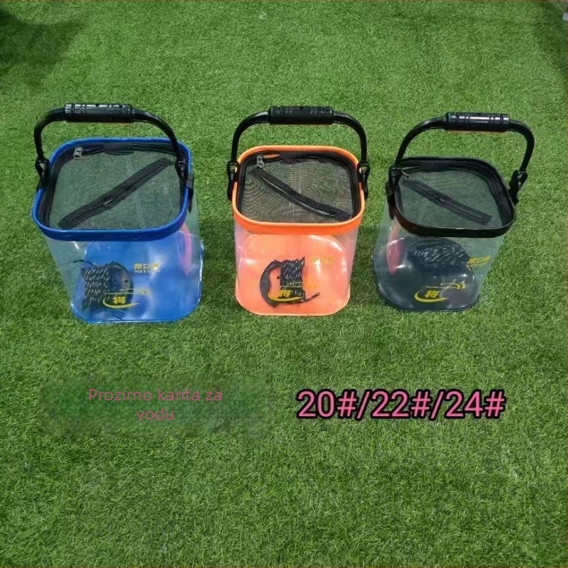 Prozirna EVA kanta za ribe s integriranim pretincom za žive ribe, kvadratni dizajn, prijenosna kanta za ribolov