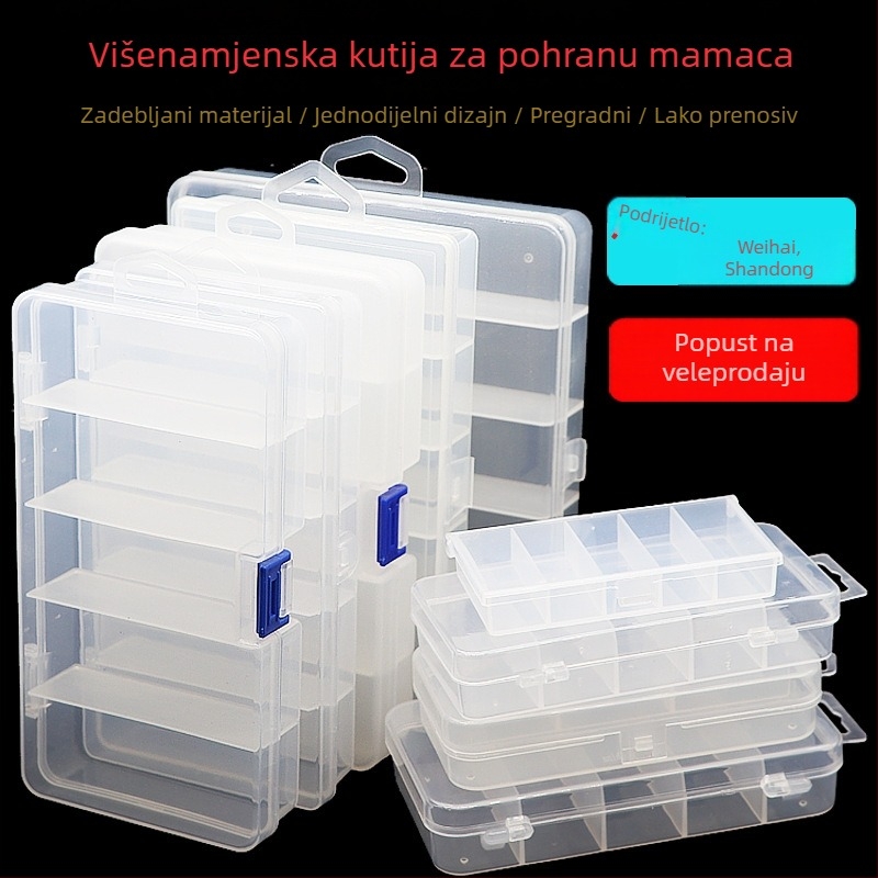 Kutija s pet odjeljaka za lure i ribolovnu opremu, plastična kutija za pohranu