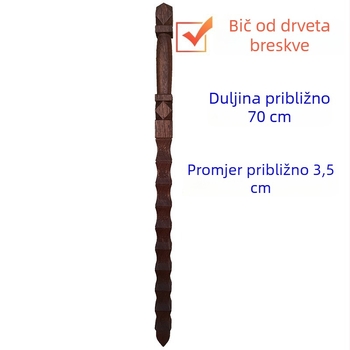Breskvino drvo, jedinstveno izrezbareni kvadratni ukras s božanskim bičem i devetsekcijskim štapom — Jiang Ziya