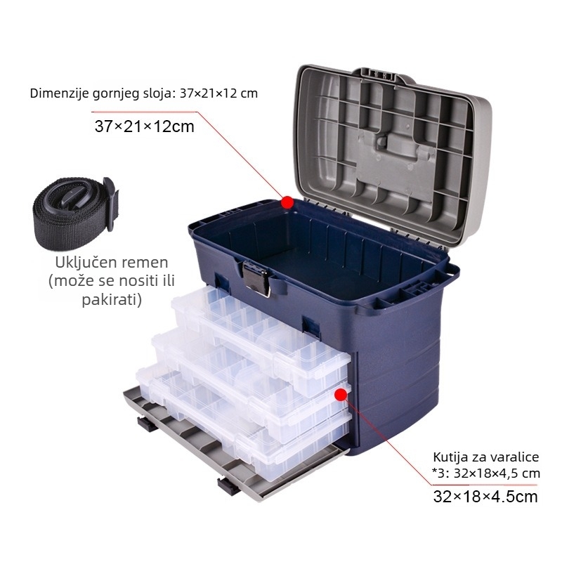 Ultra lagana kutija za ribolov s podesivim odjeljcima — višestruka kutija za pohranu mamaca i pribora