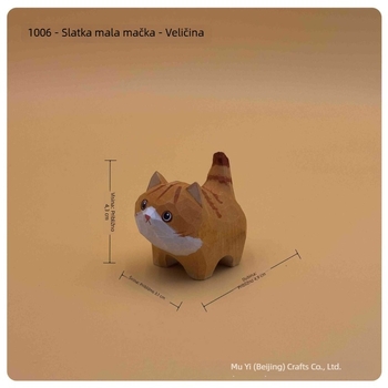 Ručna drvena figurica mačke, slatka narančasta mačka, drveni ukras