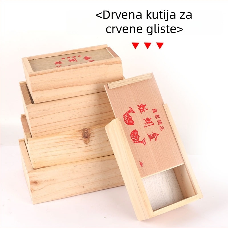 Drvena kutija za žive mamce s izvučnim dizajnom; za crvene gliste, gliste iz zemlje i gliste pijeska; veličine velike, srednje i male