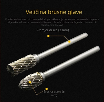 Volfram čelična glava za brušenje, freza za drvo i metal, rotirajući fajl za drvorez i korijensko rezanje, jednostruko i dvostruko rezanje