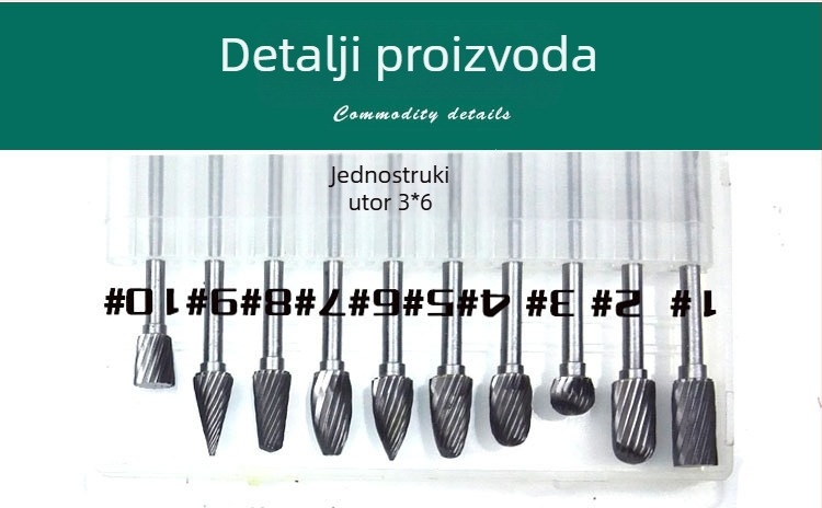 Volfram čelična glava za brušenje, freza za drvo i metal, rotirajući fajl za drvorez i korijensko rezanje, jednostruko i dvostruko rezanje