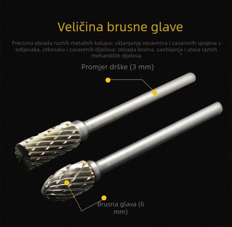 Volfram čelična glava za brušenje, freza za drvo i metal, rotirajući fajl za drvorez i korijensko rezanje, jednostruko i dvostruko rezanje