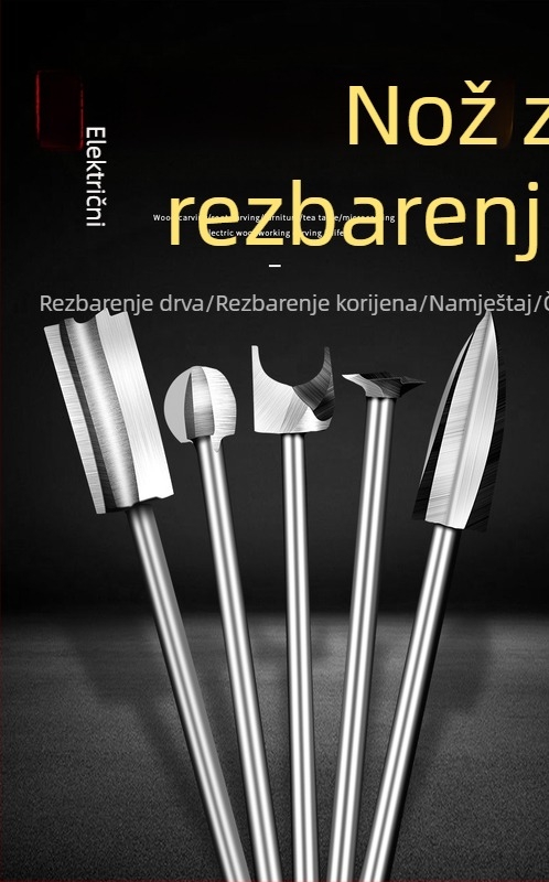 Električni set alata za drvorez s noževima od bijele čelika — alati za drvorezbu i rezanje korijena, frezne glave