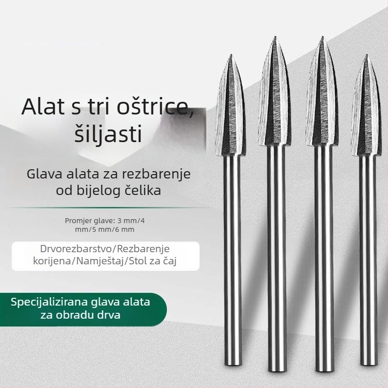 Električna glodalica za drvorezbu s trostrukim glavom za brušenje