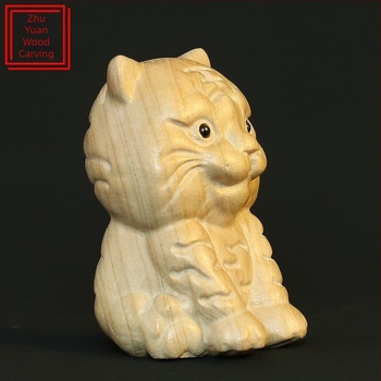 Tigar kineskog zodijaka od drveta breskvinog drveta, prirodna boja, bez lakiranja, ukras za dnevni boravak
