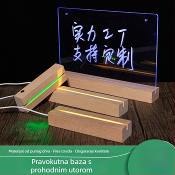 Noćna lampa od bukovine s LED bazom, pravokutni žljebasti temelj, 7 boja