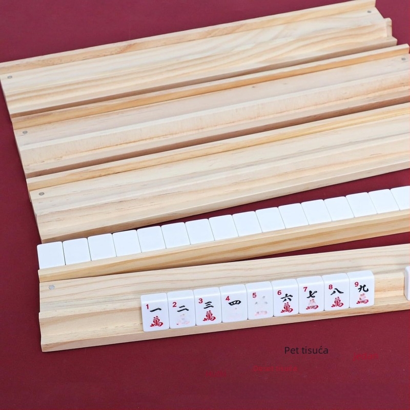 Drveni stalak za mahjong s pokretnim mehanizmom, držač domino i pladanj za igre