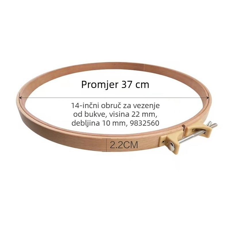 Drveni okvir za vezenje od bukovog drveta, širina trake 22 mm, ukrasni okvir za sliku promjera 37 cm, model 9832560