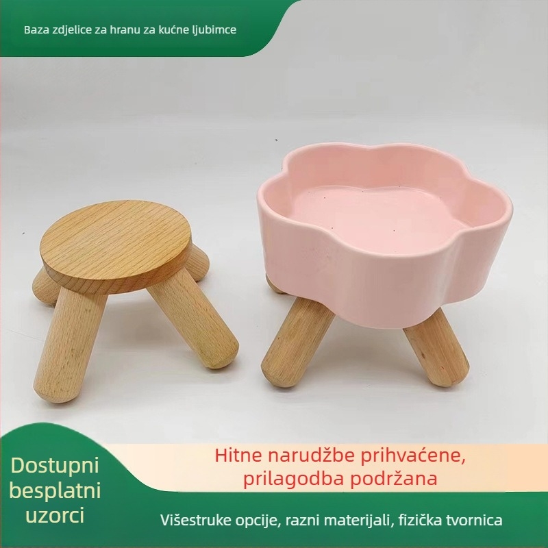 Prilagođena drvena podloga za posudu za hranu kućnih ljubimaca i držač za mačju posudu