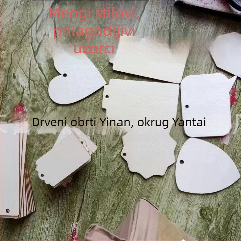 Okrugle i kvadratne drvene pločice, ručna izrada, različiti oblici, moderni stil, prirodno drvo za božićne dekoracije