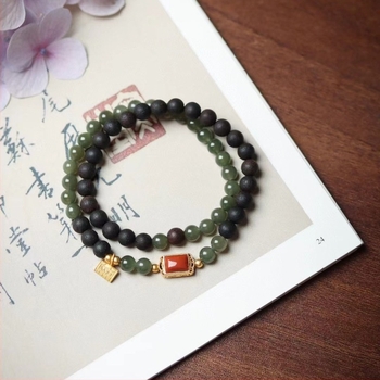 Narukvica od Hetian jade s dvostrukim krugom — DIY nakit, lagani luksuz, budističke mala