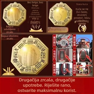 Bakreno konveksno i konkavno ogledalo za ulaz, kućni dekor s geometrijskim dizajnom