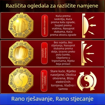 Bakreno konveksno i konkavno ogledalo za ulaz, kućni dekor s geometrijskim dizajnom