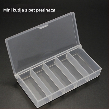 Mini kutija s pet odjeljaka za mamce i udice