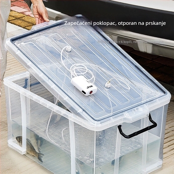 Zatvorena plastična kutija za prijevoz živih riba, montirana na vozilo, za vanjsku upotrebu, velika kapaciteta, oksigenizirana za morsku hranu i vodene proizvode