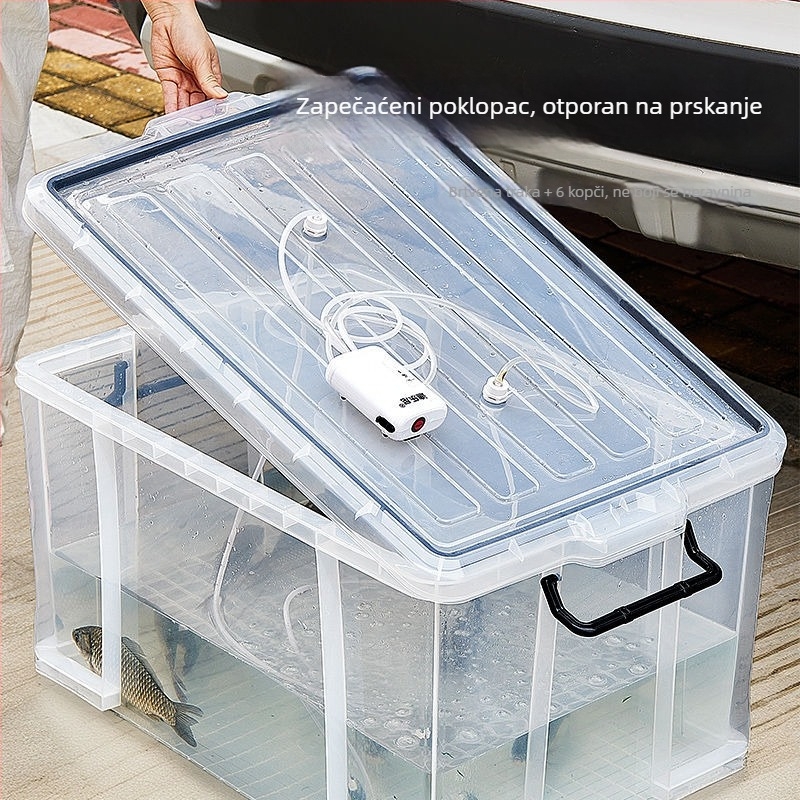 Zatvorena plastična kutija za prijevoz živih riba, montirana na vozilo, za vanjsku upotrebu, velika kapaciteta, oksigenizirana za morsku hranu i vodene proizvode