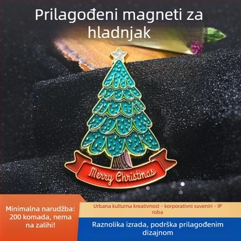 Smaltirani metalni magnetski za hladnjak – prilagodljivi božićni ukrasi, magnetske dekoracije