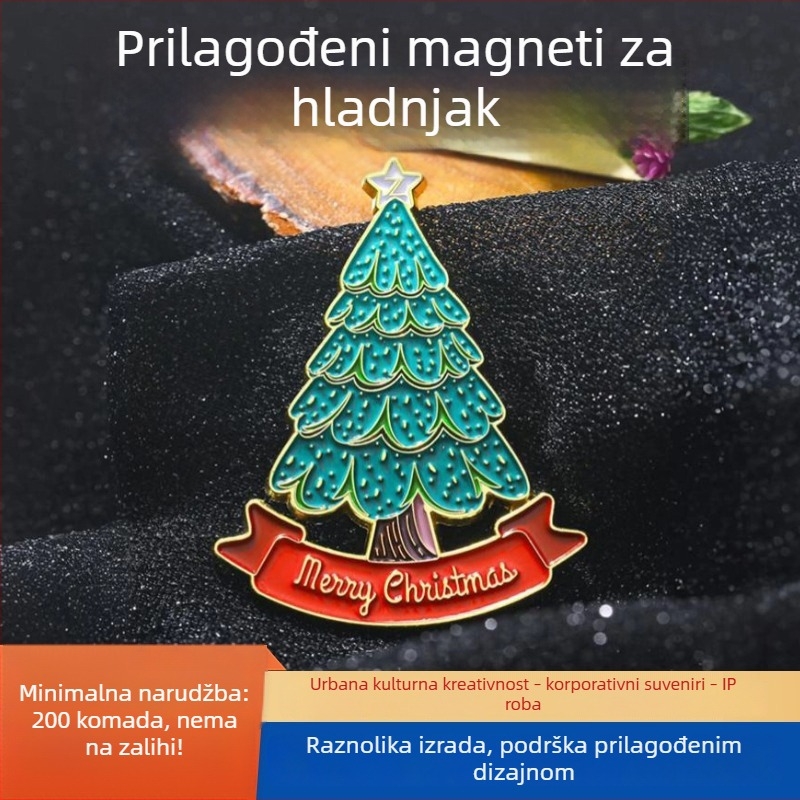 Smaltirani metalni magnetski za hladnjak – prilagodljivi božićni ukrasi, magnetske dekoracije