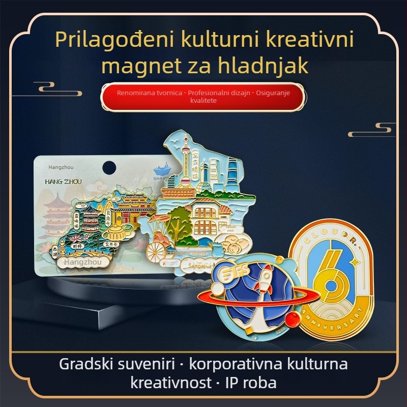 Smaltirani metalni magnetski za hladnjak – prilagodljivi božićni ukrasi, magnetske dekoracije