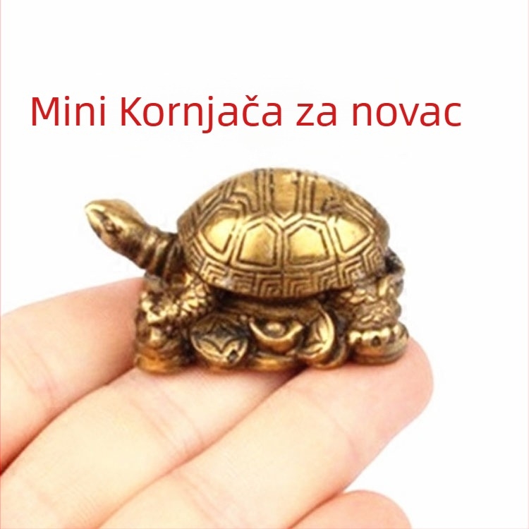 Miniaturna brončano‑bakrena kornjača dekorativna figurica za bogatstvo