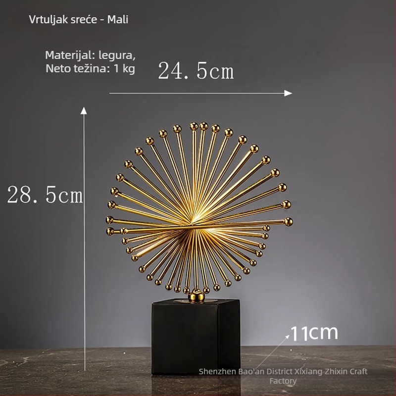 Moderna minimalistička dekorativna skulptura za vinsku vitrinu, hodnik, radni stol i ured — kovová zliatina, geometrijska skulptura