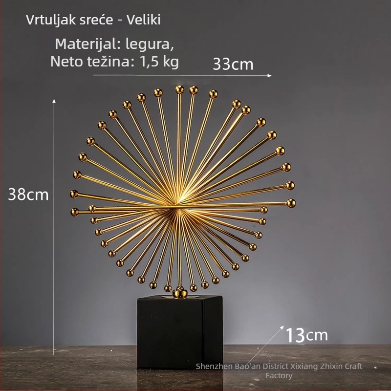 Moderna minimalistička dekorativna skulptura za vinsku vitrinu, hodnik, radni stol i ured — kovová zliatina, geometrijska skulptura