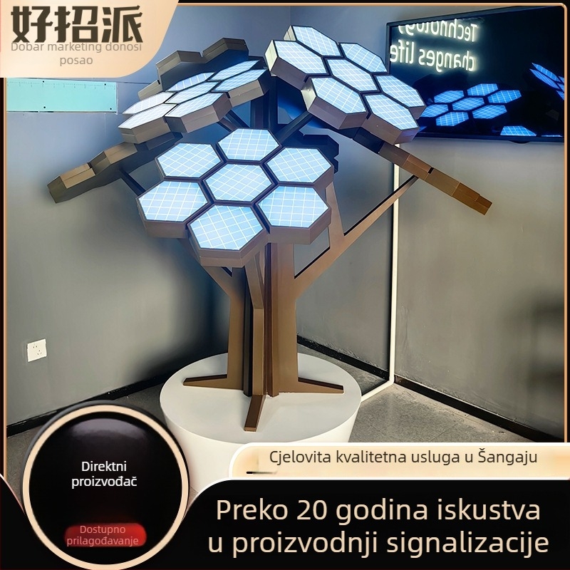 Velika skulptura od nehrđajućeg čelika s kružnim prstenom, apstraktna ogledna površina, vanjski ukras za vrt – jelen