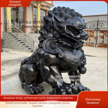 Mesing lav, qilin i pixiu – Velika odljevena skulptura za vrata palače