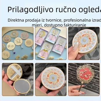 Metalno kozmetičko ogledalo – ručno prenosivo, prilagođeno u kulturno-kreativnom starinskom stilu, muzejski suvenir