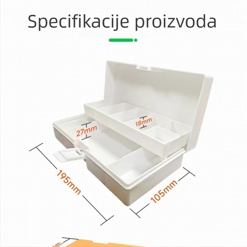 Višestruka kutija za mamce s odvojivim pregradama, dvostruko slojna plastična kutija za alate, prijenosna za skladištenje mamaca